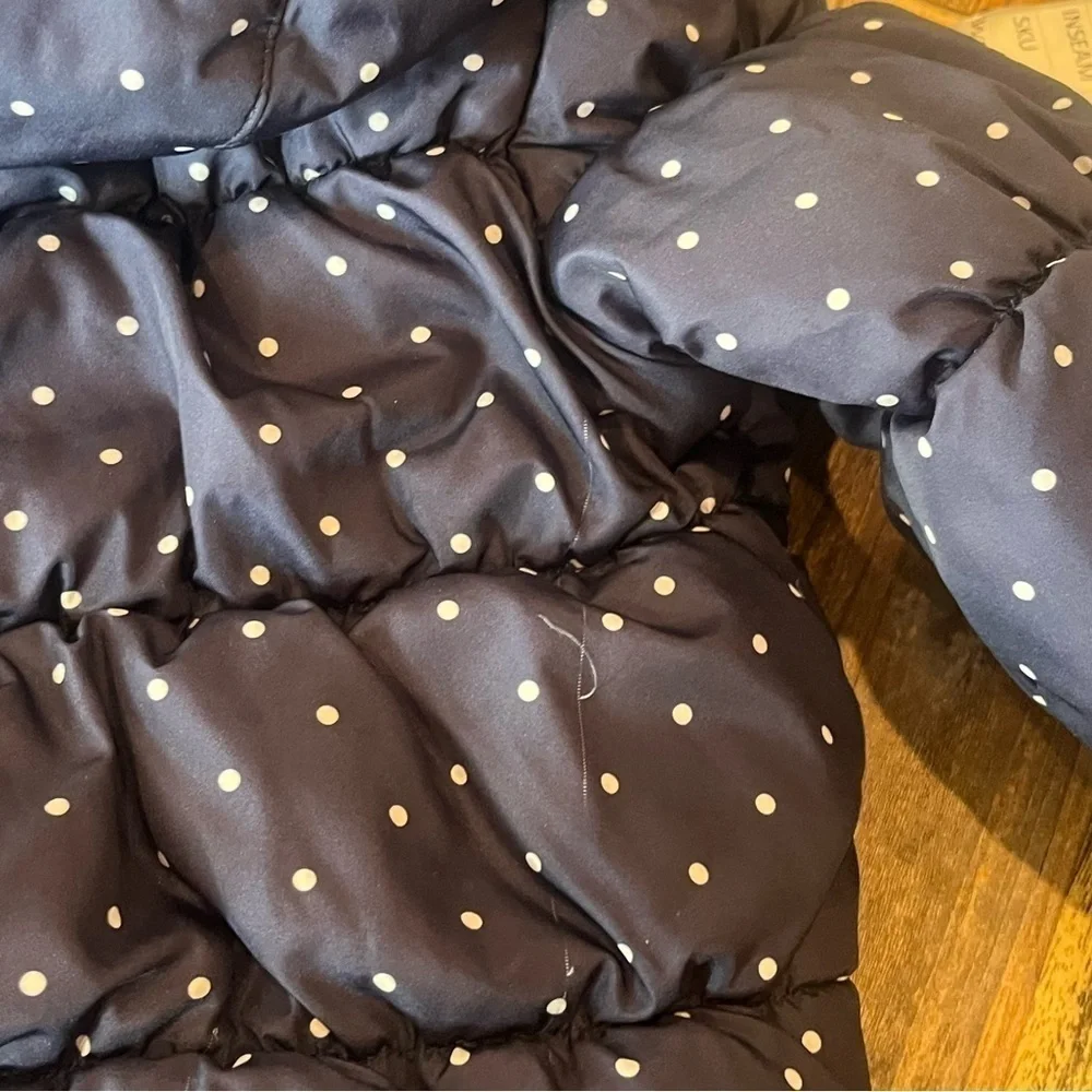 Carter's Girls Navy Polka Dot Fleece Lined Hooded Puffer 4T